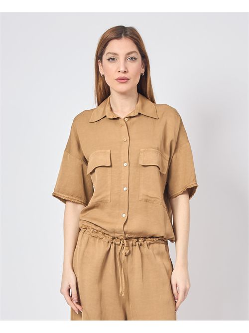 Manila Grace Linen Crop Shirt MANILA GRACE | C016RUMA635